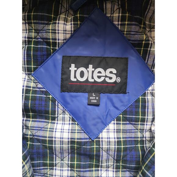 TOTES Classic Flannel Lined Raincoat Large Blue - Picture 5 of 6